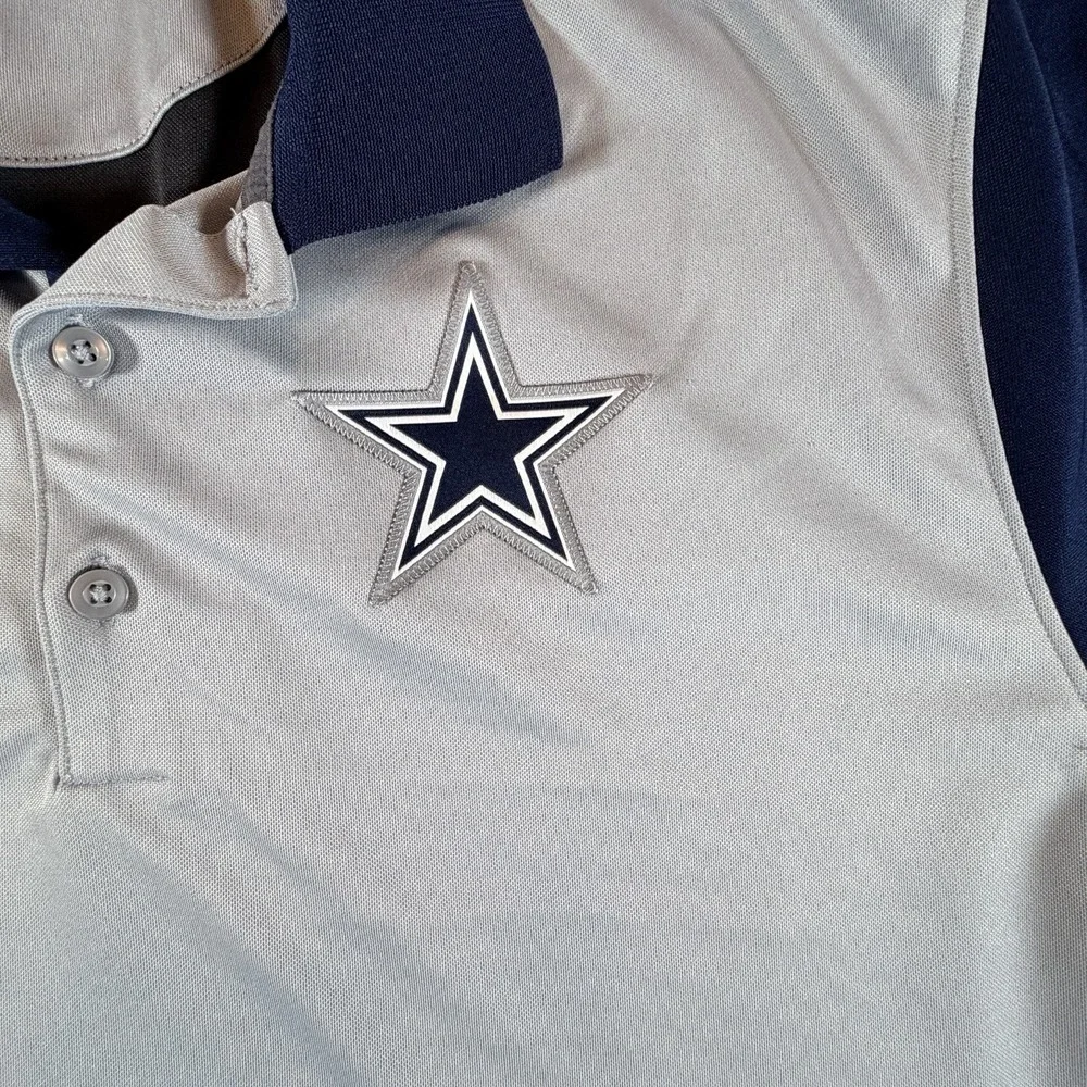 Nike Polo Dallas Cowboys Mens Sz L Gray Dri-FIT Shirt NFL Football Performance